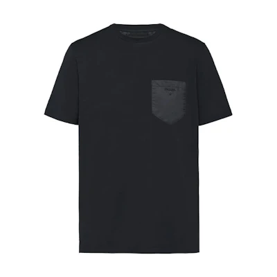 PRADA Black Crew Neck Stretch Cotton Pocket T-Shirt. UJN587-1UOQ-F0806-S-192