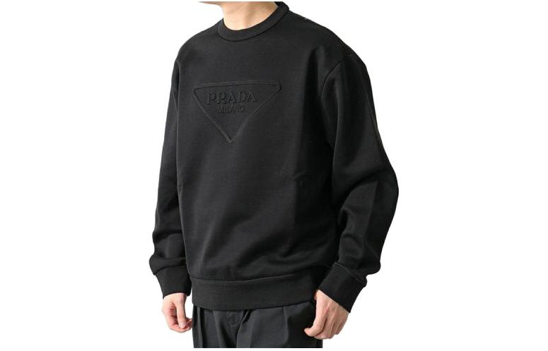 Prada Black Crewneck Sweatshirt with Letter Embroidery UJL27A110QF000-2S221