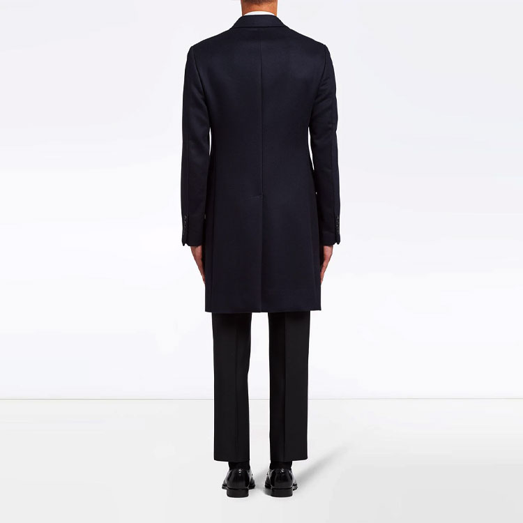 Purchase PRADA Black Double-Breasted Cashmere Fitted Coat UC448CS2021W2Z-F0002