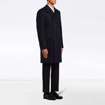 PRADA Black Double-Breasted Cashmere Fitted Coat UC448CS2021W2Z-F0002 Details for PRADA Black Double-Breasted Cashmere Fitted Coat UC448CS2021W2Z-F0002