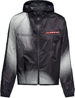 PRADA Black Grey Printed Long-Sleeve Hooded Jacket. SGB709-1YHS-F0002-S-211 PRADA Black Grey Printed Long-Sleeve Hooded Jacket. SGB709-1YHS-F0002-S-211