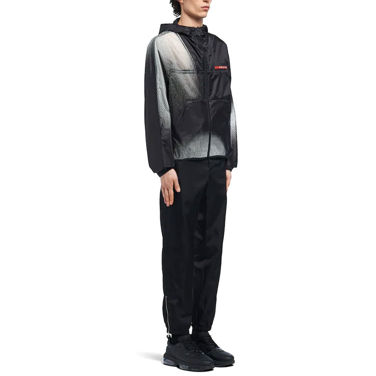 Purchase PRADA 黑灰印花连帽长袖夹克. SGB709-1YHS-F0002-S-211