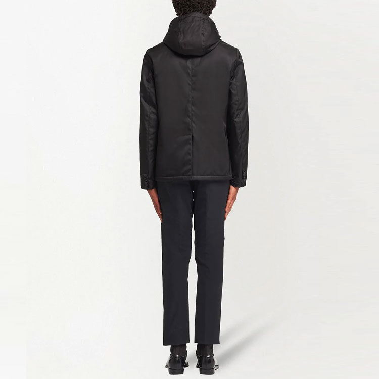 Shop 프라다 블랙 로고 후드 블레이저 재킷. SD118S2121WQ8-F0002