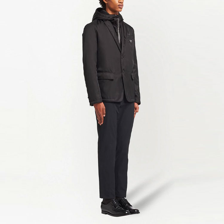 Purchase 프라다 블랙 로고 후드 블레이저 재킷. SD118S2121WQ8-F0002