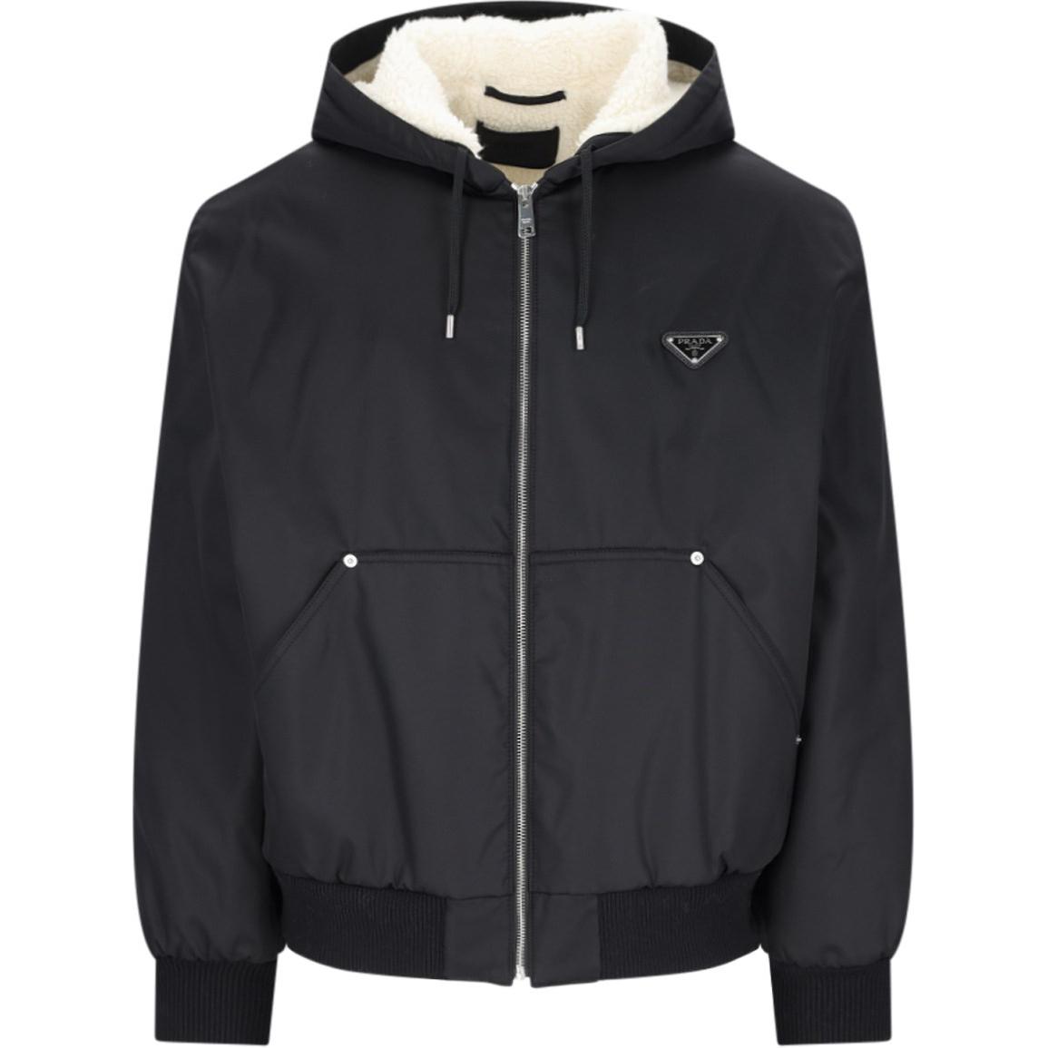 Prada Black Hooded Logo Long-Sleeve Zipper Jacket SGC5851WQ8-F0002