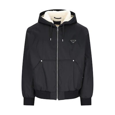 Prada Black Hooded Logo Long-Sleeve Zipper Jacket SGC5851WQ8-F0002