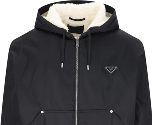 Prada 黑色连帽logo长袖拉链夹克 SGC5851WQ8-F0002 Details for Prada 黑色连帽logo长袖拉链夹克 SGC5851WQ8-F0002