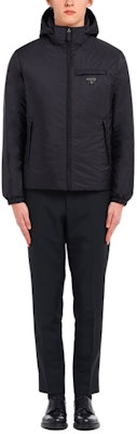 PRADA Black Hooded Puffer Jacket with Logo and Full Zip. SGN955-1WQ9-S-191 Lookbook PRADA Black Hooded Puffer Jacket with Logo and Full Zip. SGN955-1WQ9-S-191