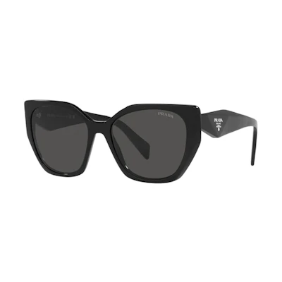 Prada Black Irregular Sunglasses with Logo Detail - Unisex Fashion Statement. PR19ZS1AB5S0