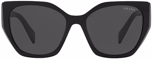 Shop Prada 黑色不規則太陽眼鏡附Logo細節 - 男女通用時尚潮款 PR19ZS1AB5S0