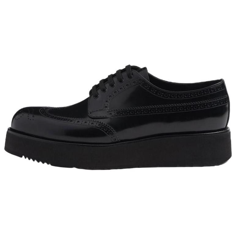 PRADA Black Leather Lace-Up Platform Casual Shoes 2EG443_055_F0002_F_X022