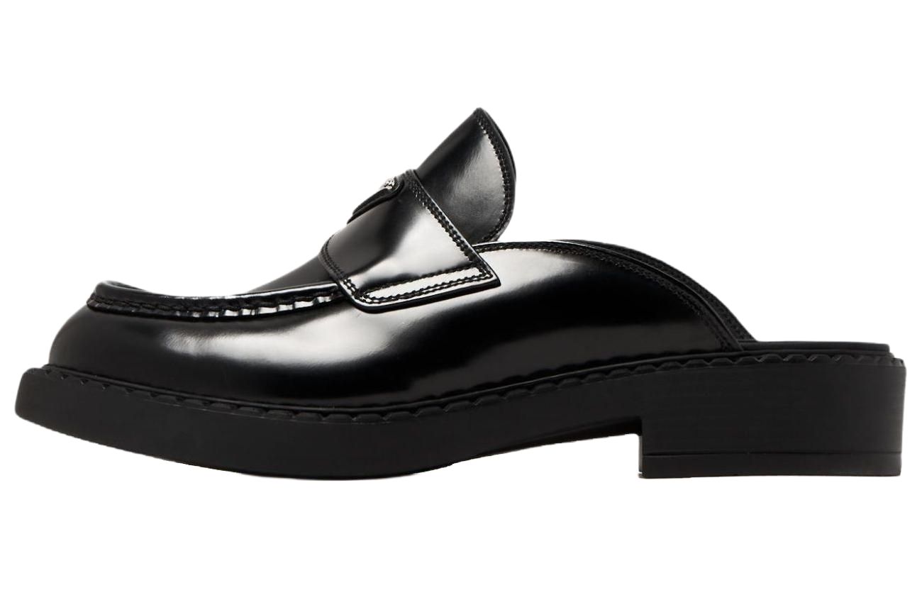 PRADA Black Leather Slip-On Mule Sandals 2S2963_055_F0002