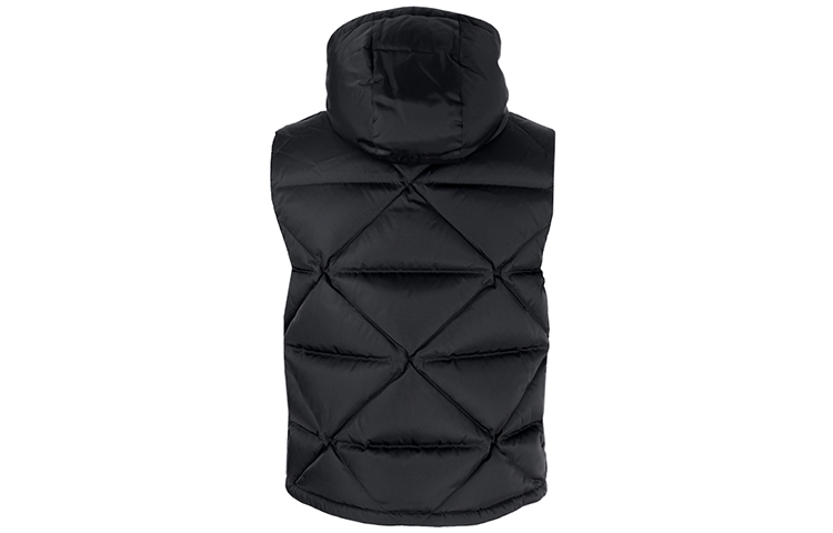 Lookbook 普拉达黑色连帽徽标印花羽绒马甲. SGB804-1WQ8-F0002