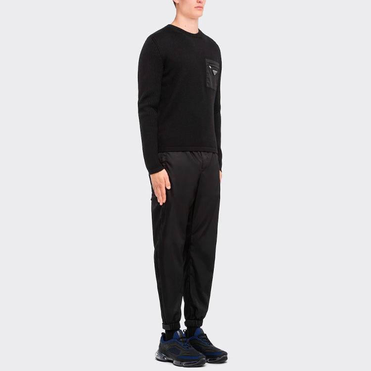 Purchase プラダ ブラック ロゴプリント ウール ニット セーター クルーネック 長袖 UMB049-1W4X-F0002-S-202