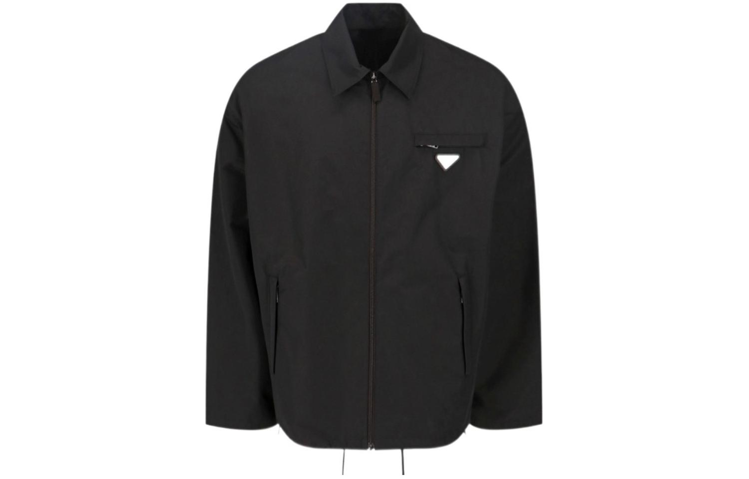 Order Prada 黑色標誌拉鍊休閒寬鬆長袖外套 SGN889-U43-F0002-S-232