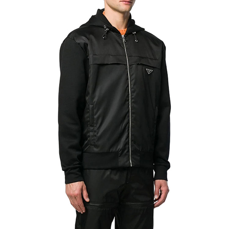 Purchase PRADA Black Logo Zip-Up Hooded Jacket. UJL070-1R4H-F0806-S-202
