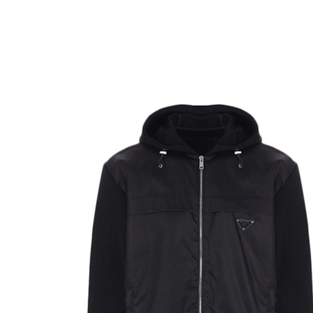 Details for PRADA Black Logo Zip-Up Hooded Jacket. UJL070-1R4H-F0806-S-202