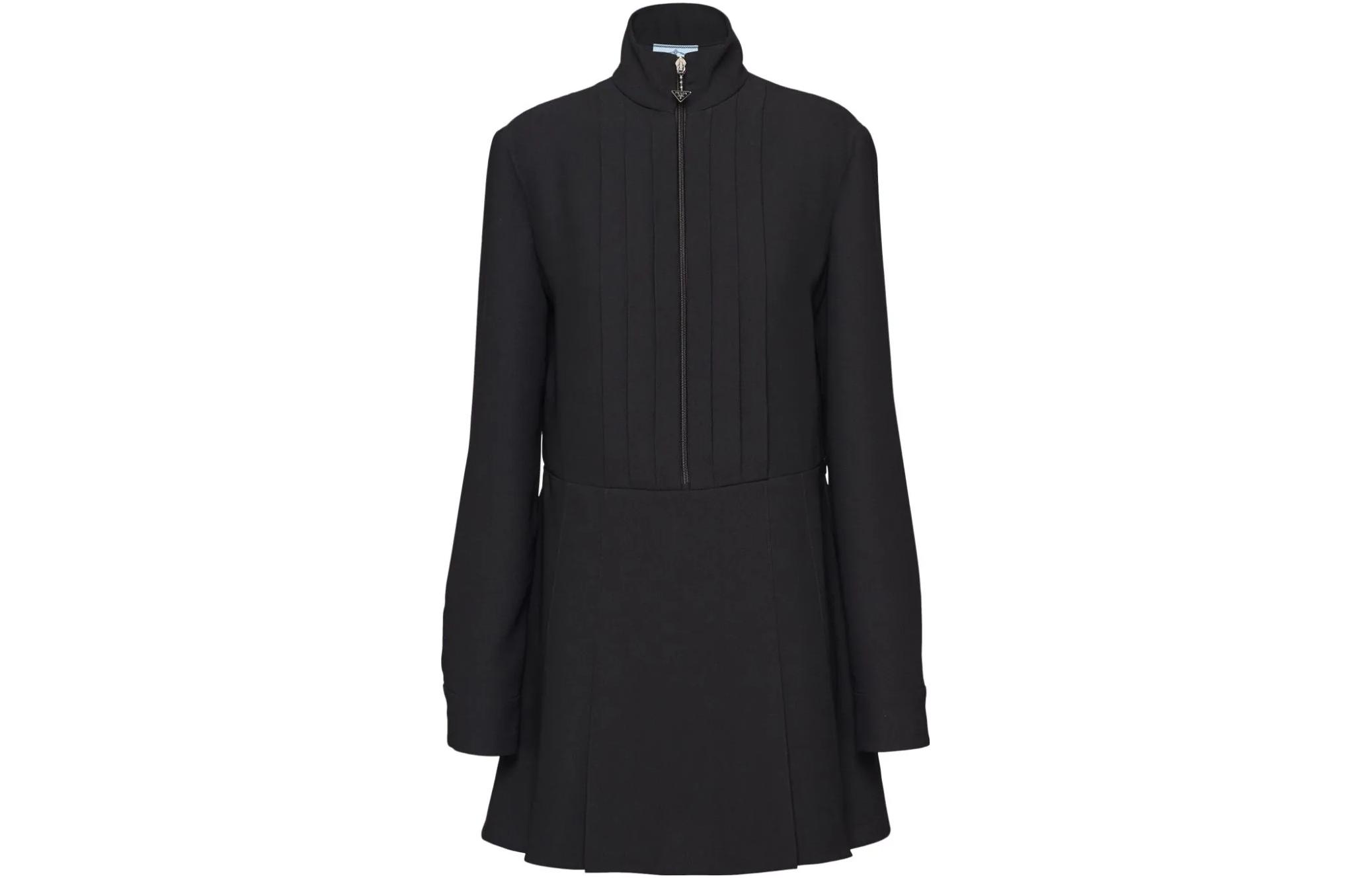 PRADA Black Long-Sleeve High-Neck Zipper Mini Dress. P3K42S2321V74-F0002
