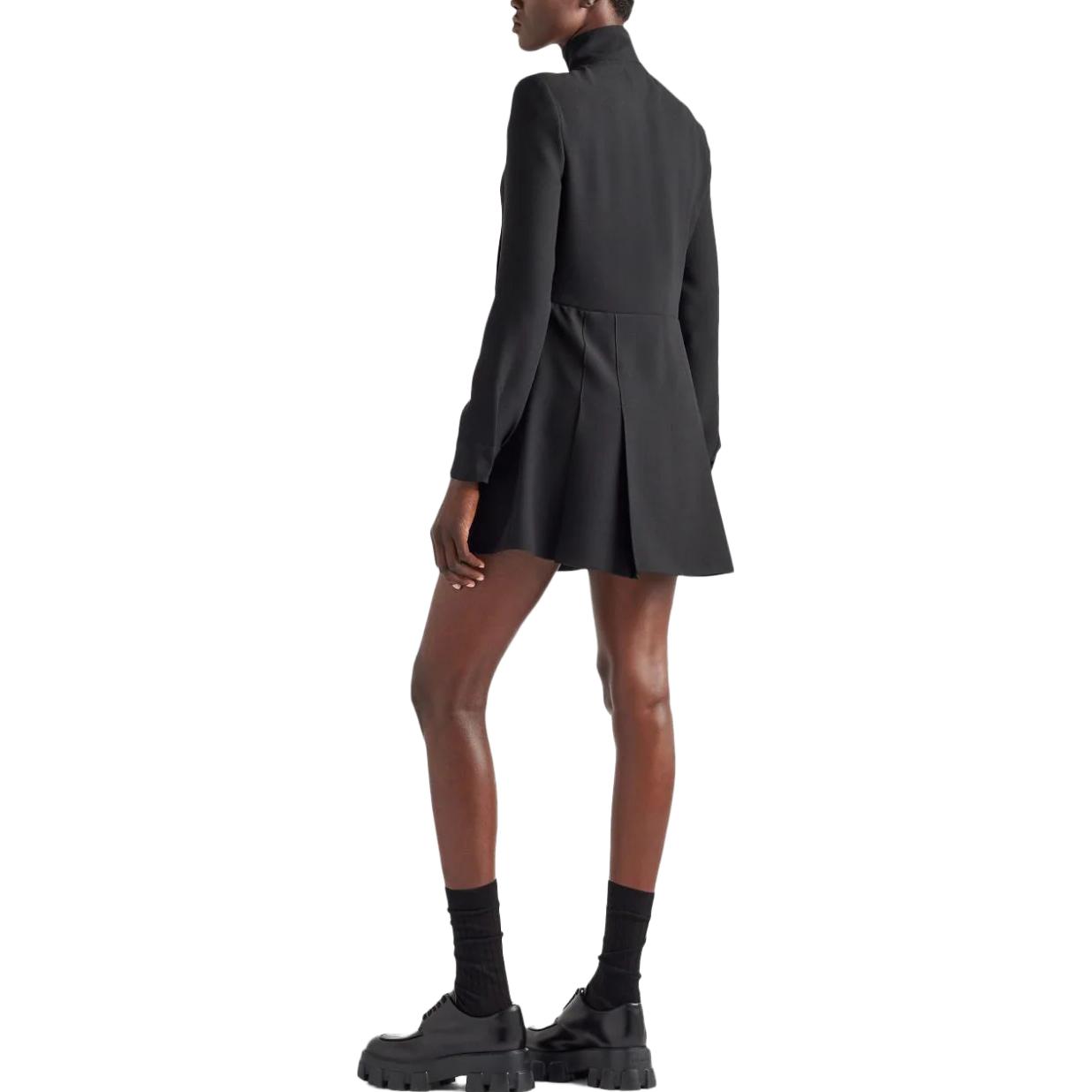 Shop 普拉达黑色高领拉链长袖迷你连衣裙. P3K42S2321V74-F0002