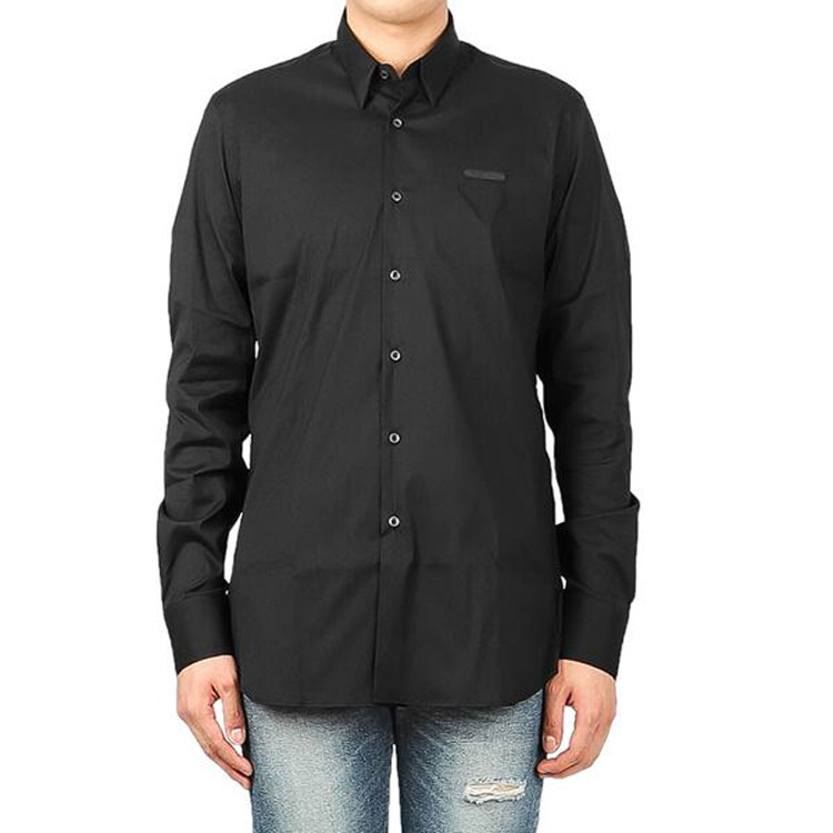 Purchase Camisa PRADA Negra Manga Larga de Mezcla de Algodón Elástico. UCN259-F62-F0002