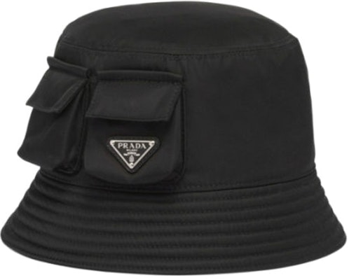 PRADA Black Metal Logo Bucket Hat for Men. 2HC3502DMI Order PRADA Black Metal Logo Bucket Hat for Men. 2HC3502DMI