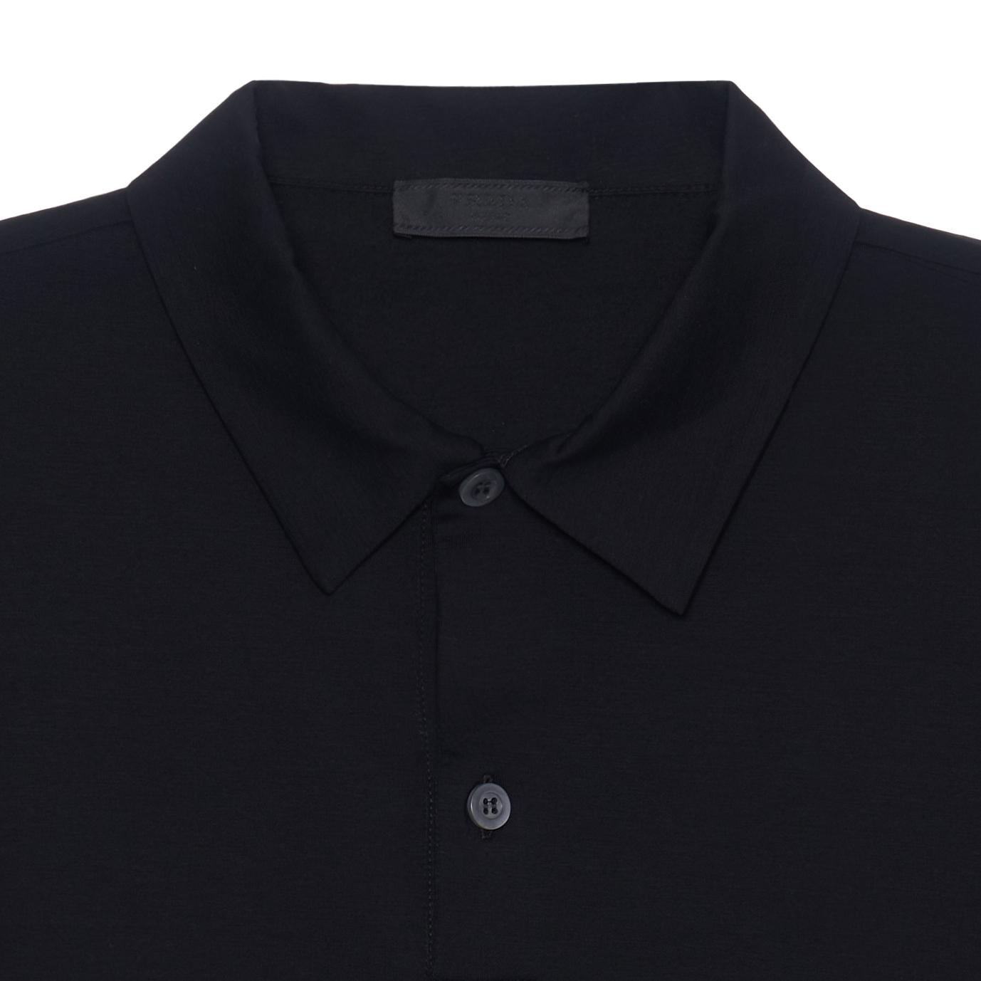 Shop PRADA 黑色刺绣标志领 Polo 衫 UJN664-1UOR-F0002-S-202