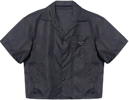 PRADA Black Re-Nylon Loose Short Sleeve Shirt with Triangle Logo SC449-1WQ8-F0002-S-182 PRADA Black Re-Nylon Loose Short Sleeve Shirt with Triangle Logo SC449-1WQ8-F0002-S-182