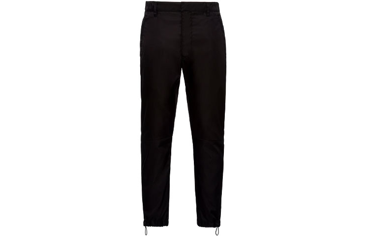 Order PRADA Black Relaxed Fit Solid Triangle Enamel Logo Casual Pants SPH66S2021WQ8-F0002