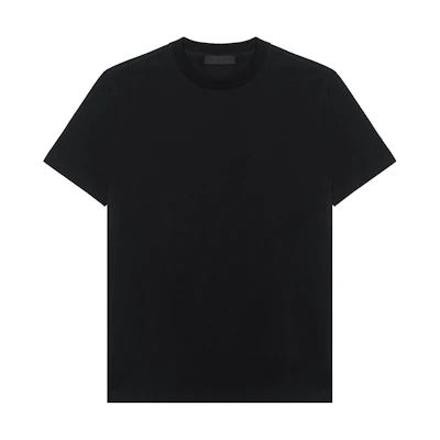 PRADA Black Round Neck Short Sleeve T-Shirt UJM492-ILK-F0002