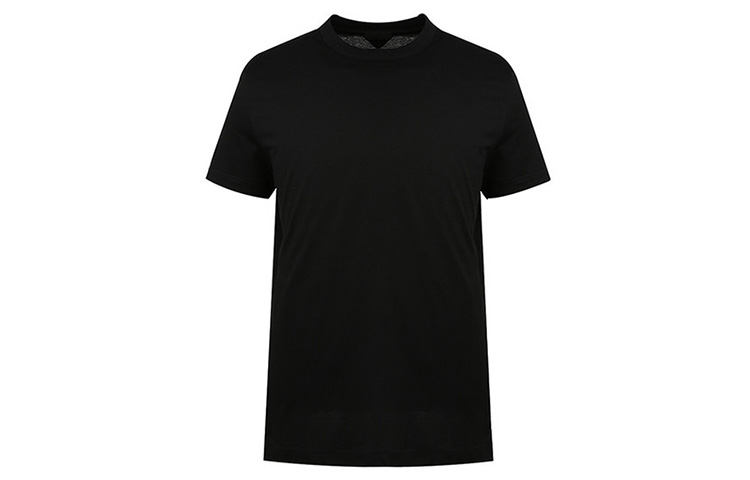 Order プラダ ブラック ラウンドネック 半袖 Tシャツ UJM492-ILK-F0002