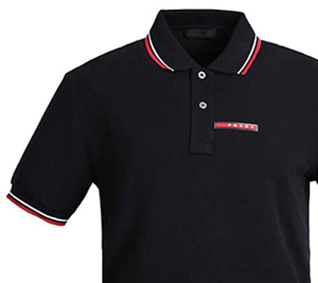 普拉达黑色短袖条纹装饰POLO衫 SJJ887-322-F0AA9 Details for 普拉达黑色短袖条纹装饰POLO衫 SJJ887-322-F0AA9