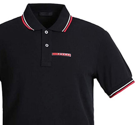 普拉达黑色短袖条纹装饰POLO衫 SJJ887-322-F0AA9 Sizing 普拉达黑色短袖条纹装饰POLO衫 SJJ887-322-F0AA9