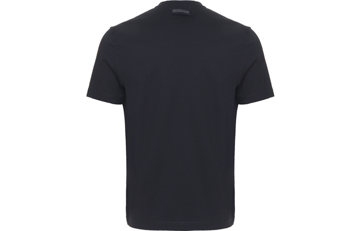 Lookbook 프라다 블랙 슬림핏 남성용 크루넥 티셔츠 UJM564-710-F0002-S-092