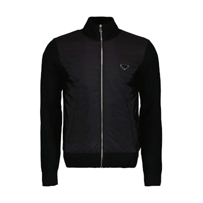 Prada Black Solid Color Logo Stand Collar Long Sleeve Jacket UMG116-U98-F0002
