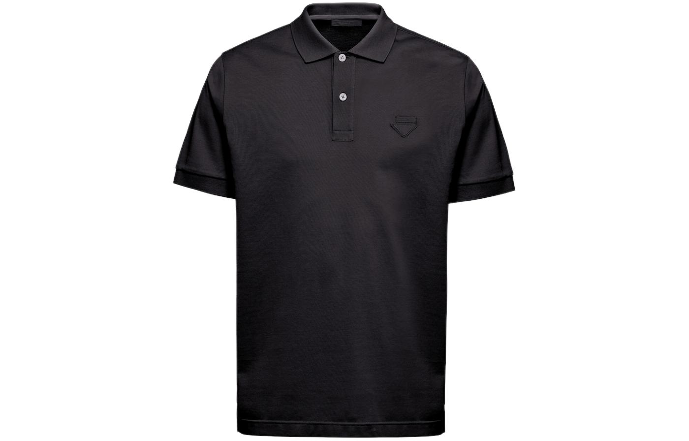PRADA Black Solid Color Short Sleeve Polo Shirt UJN444XGS-F0002