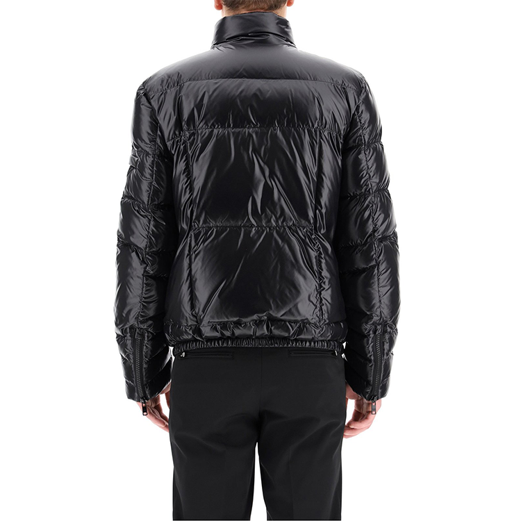 Purchase PRADA Black Solid Color Zip-Up Down Jacket with Stand Collar. SGB531-1IE0-F0803