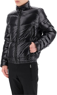 PRADA Black Solid Color Zip-Up Down Jacket with Stand Collar. SGB531-1IE0-F0803 Details for PRADA Black Solid Color Zip-Up Down Jacket with Stand Collar. SGB531-1IE0-F0803