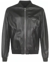 Prada Black Solid Color Zip-Up Long Sleeve Bomber Jacket UPW280038-F0002 Prada Black Solid Color Zip-Up Long Sleeve Bomber Jacket UPW280038-F0002