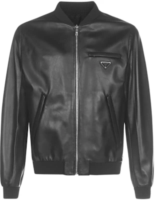 Prada 黑色純色拉鍊長袖飛行夾克 UPW280038-F0002 Order Prada 黑色純色拉鍊長袖飛行夾克 UPW280038-F0002