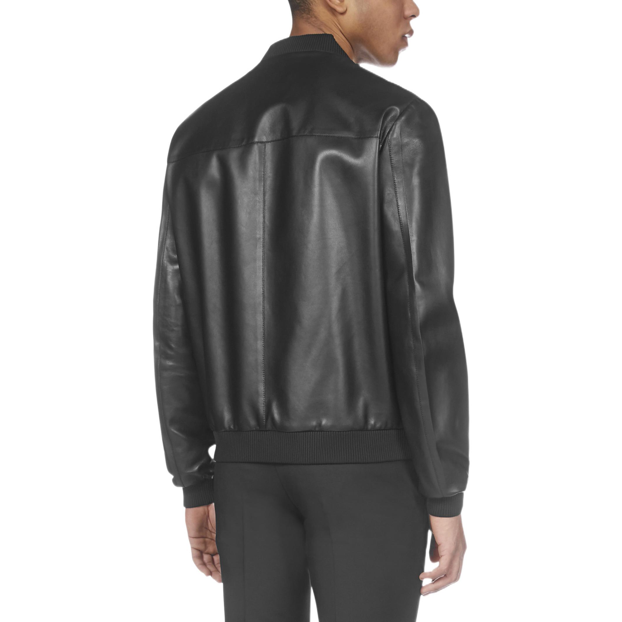 Shop Prada 黑色純色拉鍊長袖飛行夾克 UPW280038-F0002