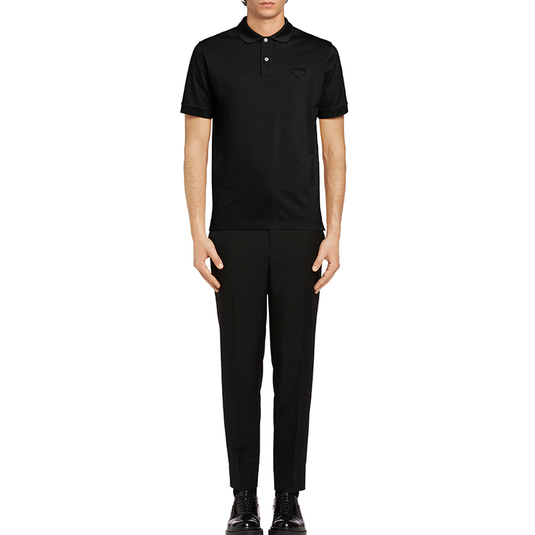 Lookbook 普拉达黑色纯棉直筒短袖POLO衫 UJN444-XGS-F0002-S-181