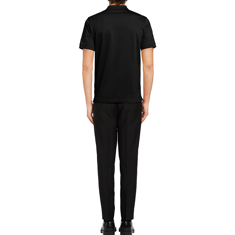 Shop 普拉达黑色纯棉直筒短袖POLO衫 UJN444-XGS-F0002-S-181