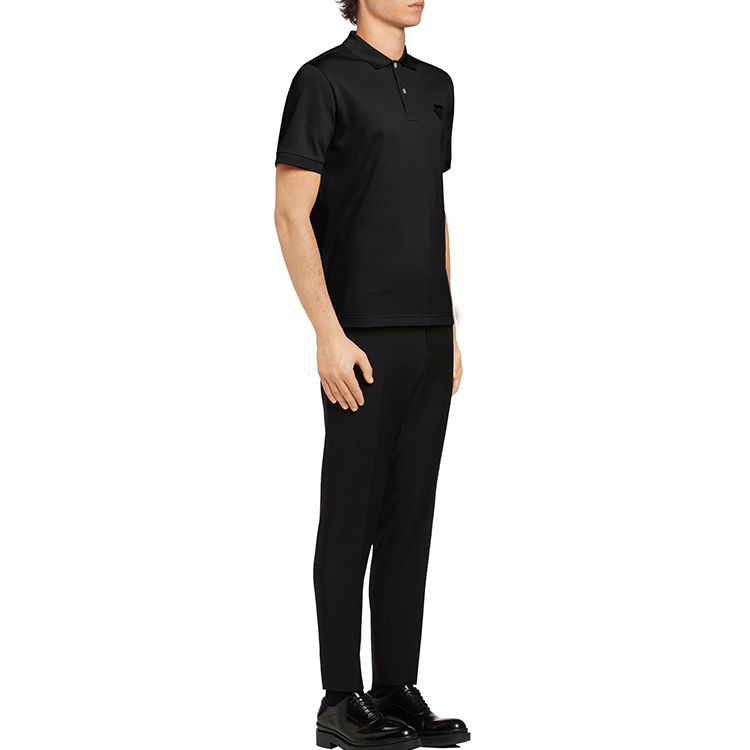 Purchase 普拉达黑色纯棉直筒短袖POLO衫 UJN444-XGS-F0002-S-181
