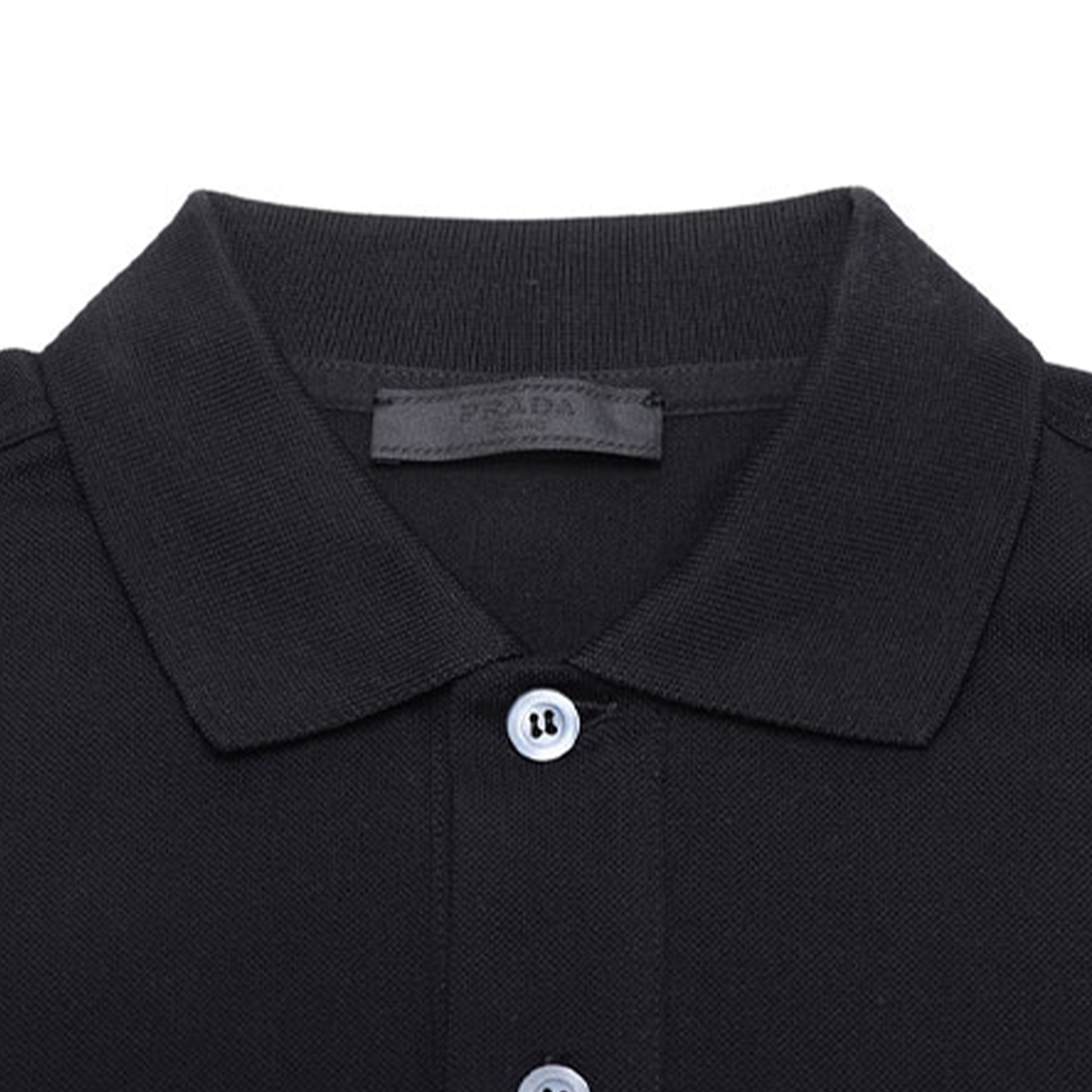 Sizing 普拉达黑色纯棉直筒短袖POLO衫 UJN444-XGS-F0002-S-181