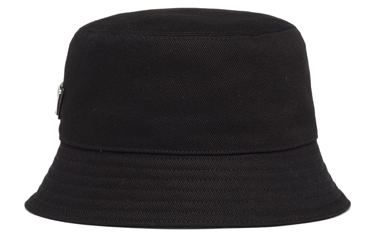 Shop Sombrero de Cubo PRADA Negro de Tela Sarga con Logo Triángulo para Hombre. 2HC137-2DXI-F0002