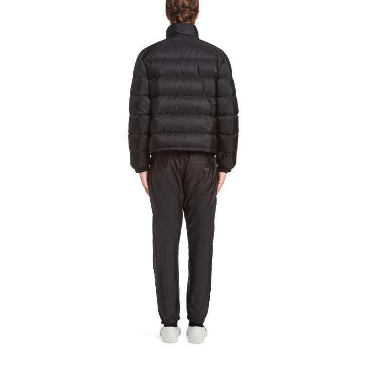 Shop PRADA Black Winter Down Jacket with Zipper & Stand Collar. SGB702-1YFD-F0002-S-202