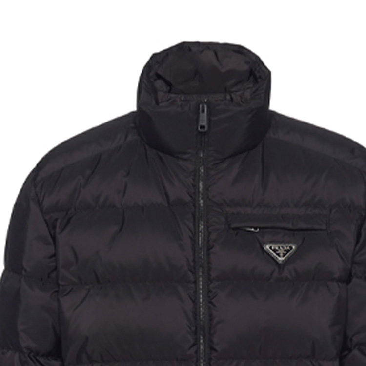 Details for PRADA Black Winter Down Jacket with Zipper & Stand Collar. SGB702-1YFD-F0002-S-202