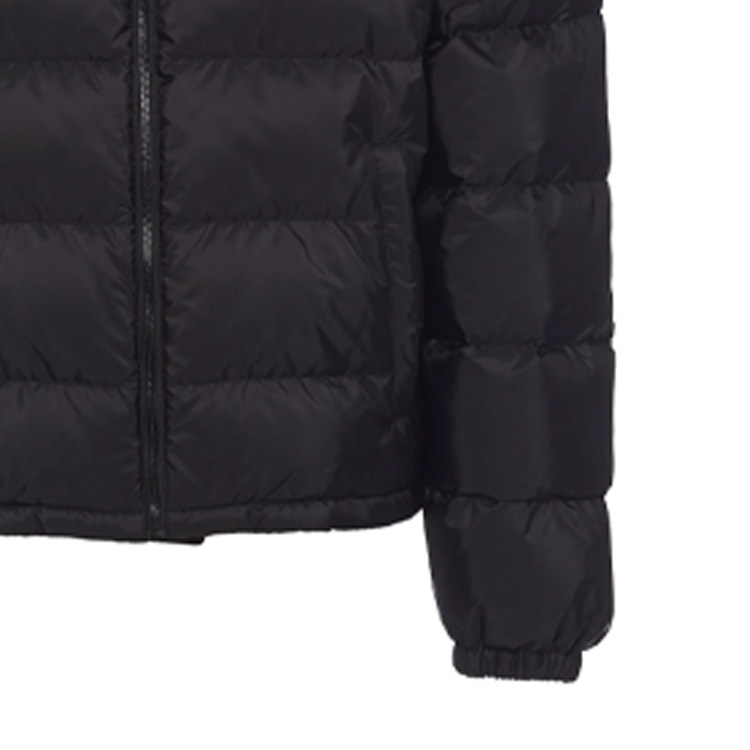 Sizing PRADA Black Winter Down Jacket with Zipper & Stand Collar. SGB702-1YFD-F0002-S-202