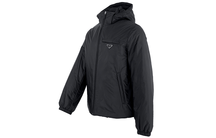 Shop PRADA Black Winter Puffer Jacket Hoodie Long Sleeve Zipper SGN9551WQ9-F0002