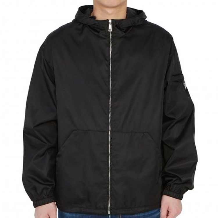 Purchase PRADA Black Zip-Up Hooded Jacket SGB481-1WQ8-F0002